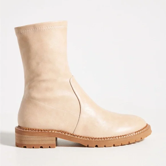 Cream leather combat boots - Picture 2 of 6